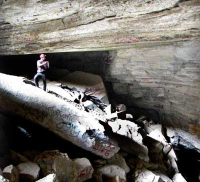 Breakdown just inside the cave entrance