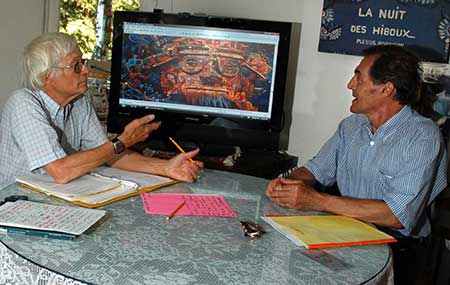 John Pint teaching Mexican muralist Jorge Monroy