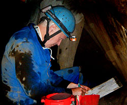 Chris Lloyd mapping cave at Santa Clara del Cobre