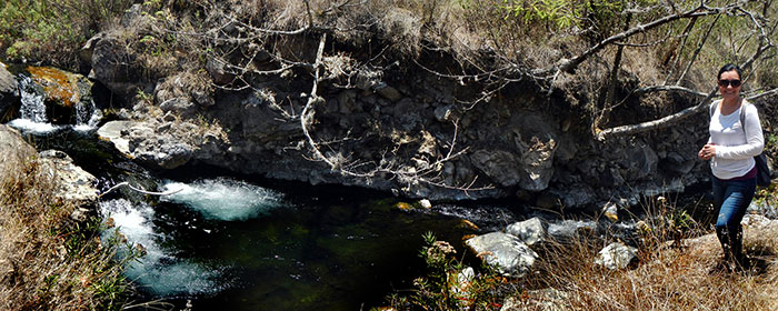 Lucia Gonzlez investigating the boiling hot Black River