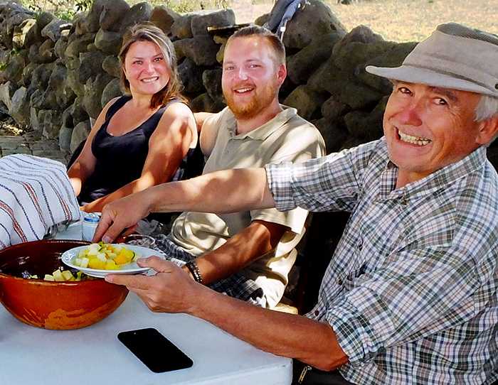 Salvador Mayorga, right, with Workaway Volunteers in Mexico